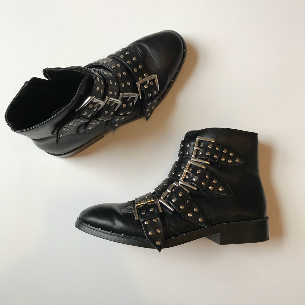 Studded Leather Ankle Boots